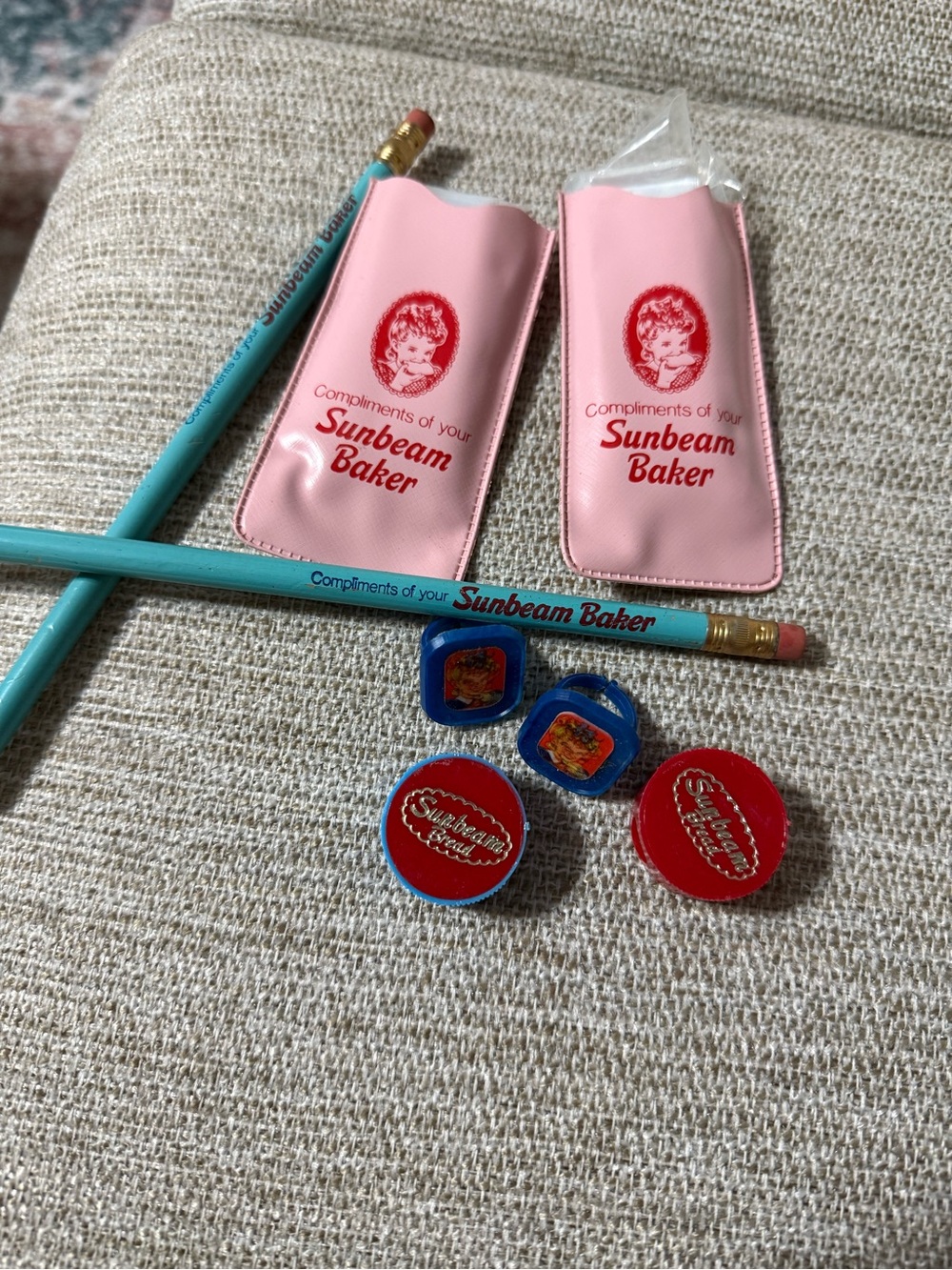 Sunbeam Pink Pencil Pouches & Blue Pencil Set